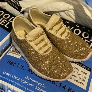 Gold glitter sneakers